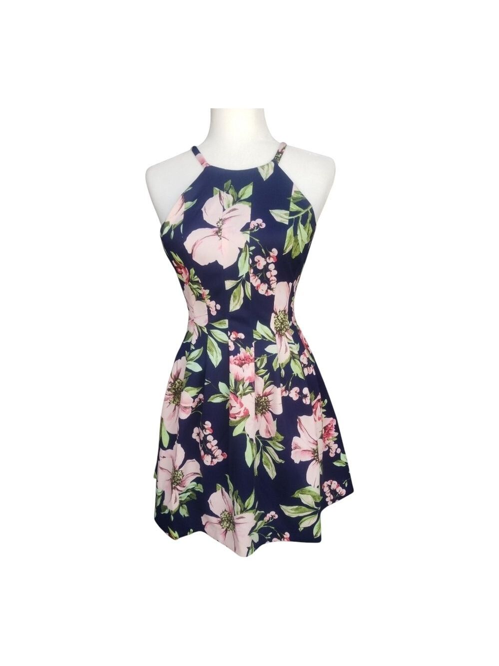 Vince Camuto Floral Dress - Navy and Pink